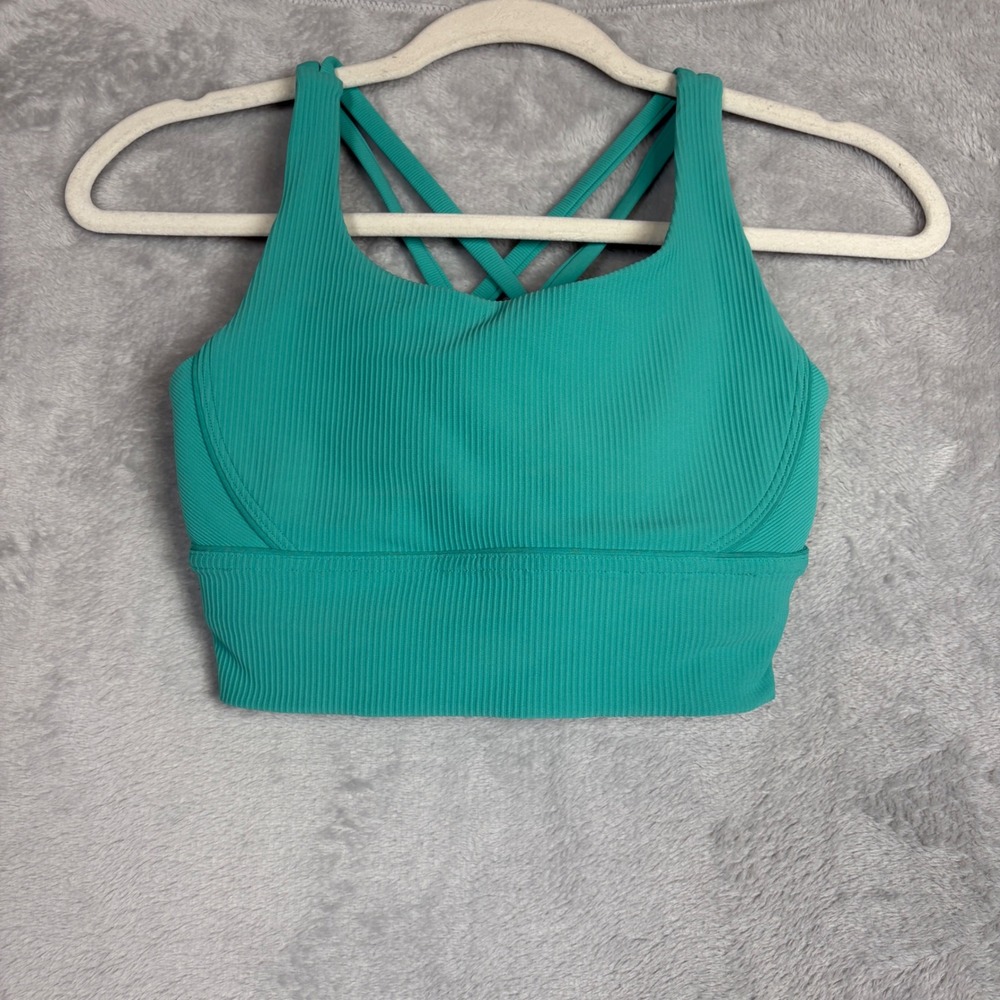 Lululemon Energy Longline Bra Ribbed Tropics Tone Teal Strappy‎ Medium Support 4